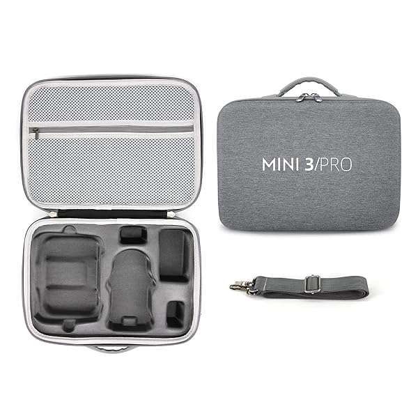 YueLi Mini 3 Pro Hard Shell Carrying Case for DJI Mini 3 Pro Drone - Durable Storage Bag with Strap (Grey)