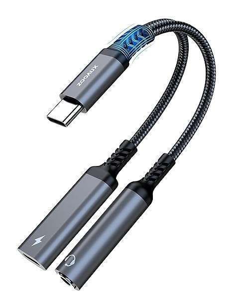 ZOOAUX USB C to 3.5mm Adapter: 2-in-1 Charger & Audio Dongle for S23/S22/S21/S20 Ultra, iPad Pro, Pixel - Fast PD 60W Charging