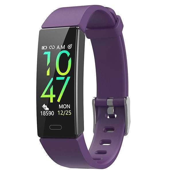 ZURURU Fitness Tracker: Waterproof Heart Rate & Sleep Monitor for Men & Women - Step & Calorie Counter in Purple