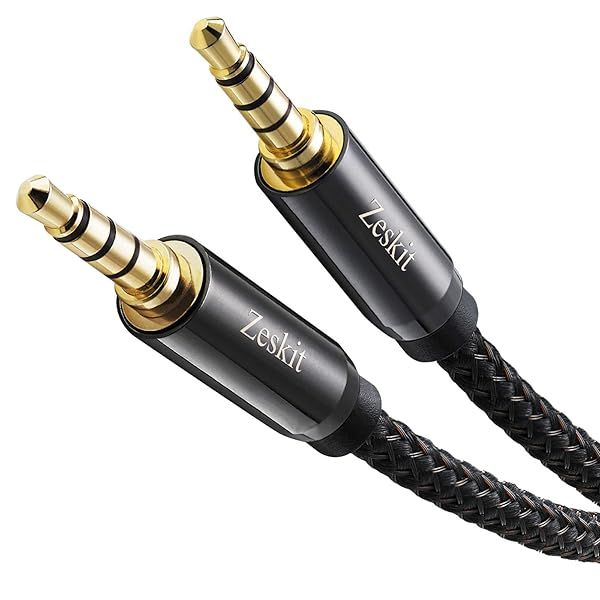 Zeskit 3.5mm Male to Male AUX Cable - Premium TRRS 4-Pole for Headphones & Speakers - 4ft Length