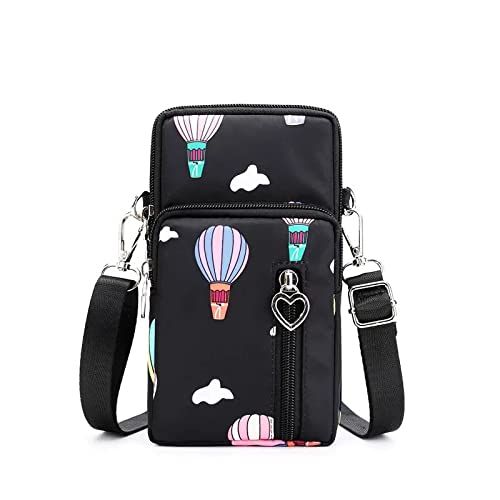 Zipper Oxford Crossbody Bag for Google Pixel 5 & Samsung Galaxy S21/S20 FE - Stylish Cellphone Pouch Purse (Balloon Design)