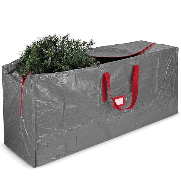 Zober Christmas Tree Storage Bag for 9 Ft Trees - Waterproof, Durable, with Strong Handles & Label Slot - Gray
