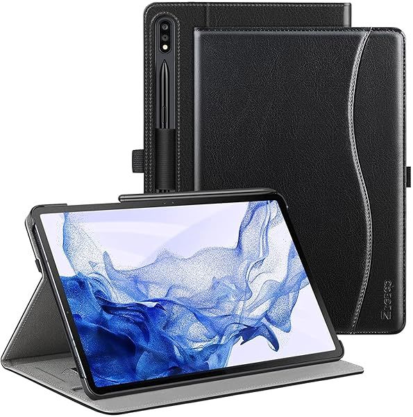 ZtotopCases Galaxy Tab S7 FE/S8 Plus/S7 Plus Case - Premium PU Leather Stand Cover with Pen Holder & Multi-Viewing Angles