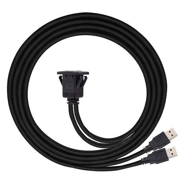 1m Waterproof USB 3.0 Extension Cable for Car Dashboard - Dual USB Latch Mount AUX Cable