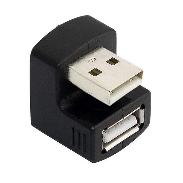Buy Cablecc Down Angled USB 2.0 Adapter A Male to Female - 90, 180, 360 Degree Extension in Black