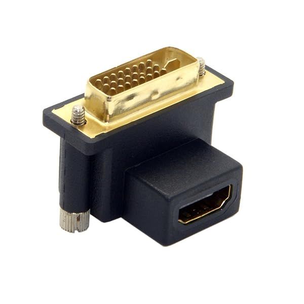 90 Degree DVI Male to HDMI Female Adapter - Cablecc Up Angled for Computer, HDTV & Graphics Card