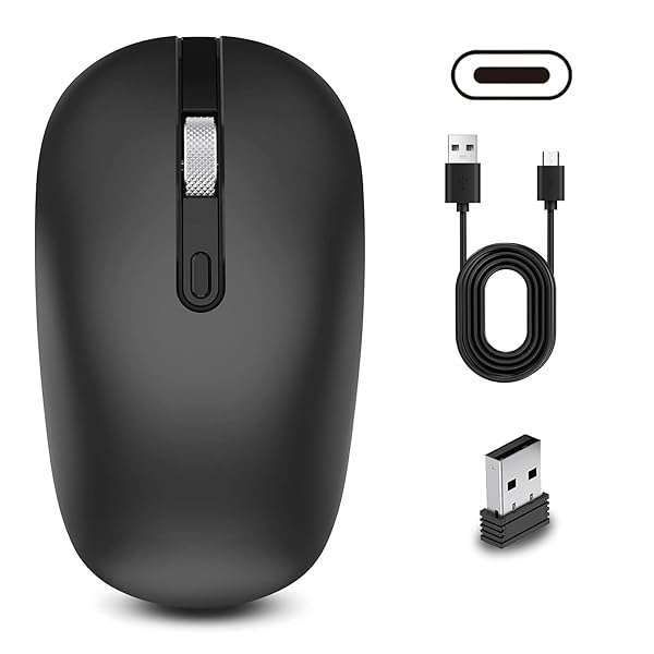 Ergonomic 2-in-1 Bluetooth Wireless Mouse - Silent, Rechargeable, Dual Device for Office & Home Use