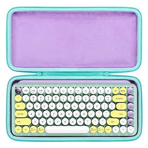 co2CREA Hard Case for Logitech POP Keys - Purple & Daydream Mint Zipper | Durable Protection