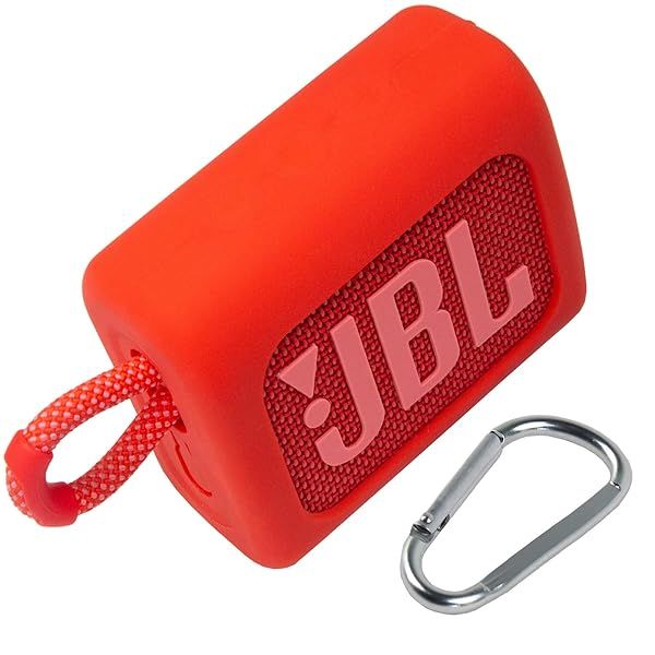 co2CREA Silicone Cover for JBL GO3 - Eco Waterproof Red Case for Portable Bluetooth Speaker