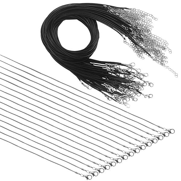 Top 50 Waxed Necklace Cords & 15 Snake Chain Charms with Clasps - Perfect for Jewelry Making!