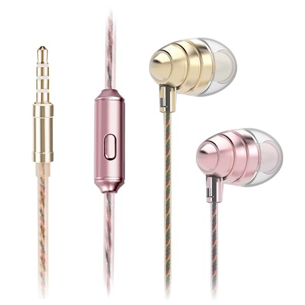 i2 iSquarer Bee Earbuds - Rose Gold 3.5mm Plug for Mobile Phones & Tablets