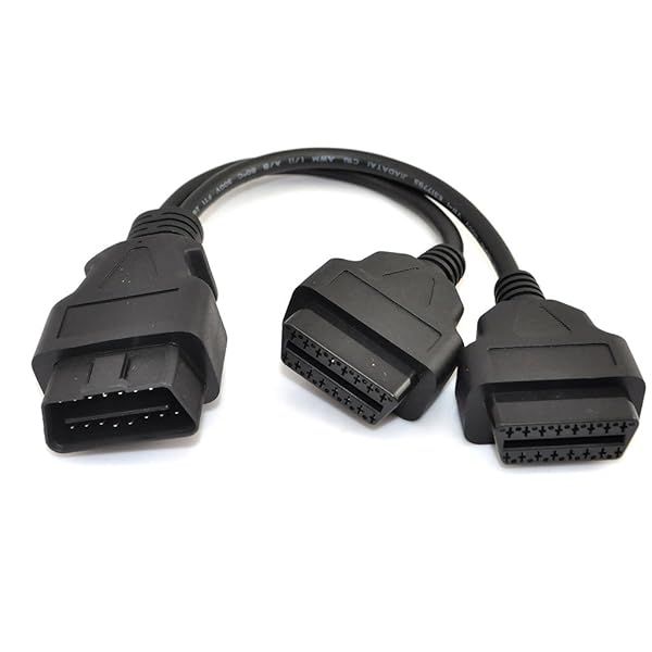 iKKEGOL 30cm OBD2 Splitter Extension Cable - Dual Female 16 Pin Adapter for Easy Diagnostics