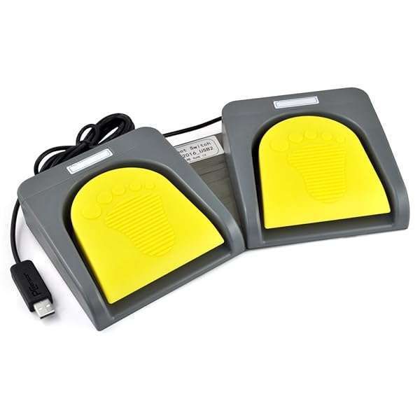 iKKEGOL USB Double Foot Switch Pedal for PC Gaming & Multimedia - Customizable, Plug & Play HID Control