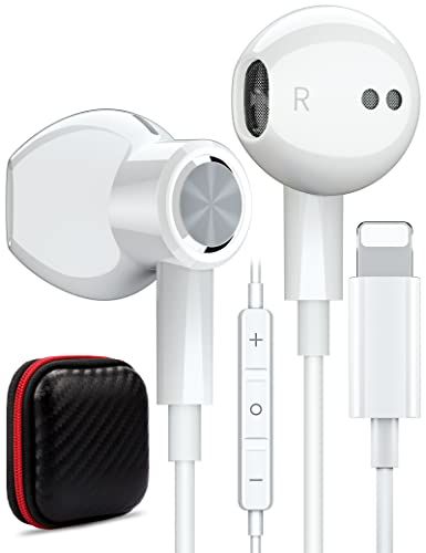 iMangoo MFi Certified Lightning Headphones for iPhone 14 Pro Max - HiFi Stereo Earbuds with Mic & Volume Control