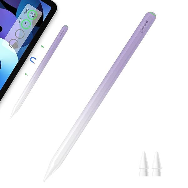 GOOJODOQ GD13 Stylus Pen for iPad Pro & Air 4/5 - Magnetic Charging, Tilt Palm Rejection, Purple - 2nd Gen Apple Pencil Alternative