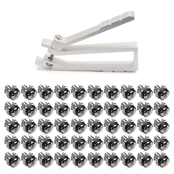 KWMobile 50 Pack M6 Cage Nuts, Bolts & Washers Kit for Easy Rack Mount Installation - Tool Included!