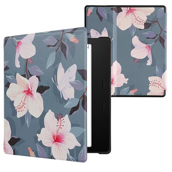 KWMobile Kindle Oasis 10th Gen Case - Stylish Fuchsia White/Pink/Violet eReader Cover