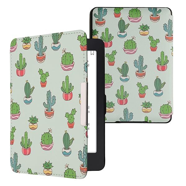 KWMobile Cactus Kindle Paperwhite Case - Stylish eReader Cover in Light & Dark Green