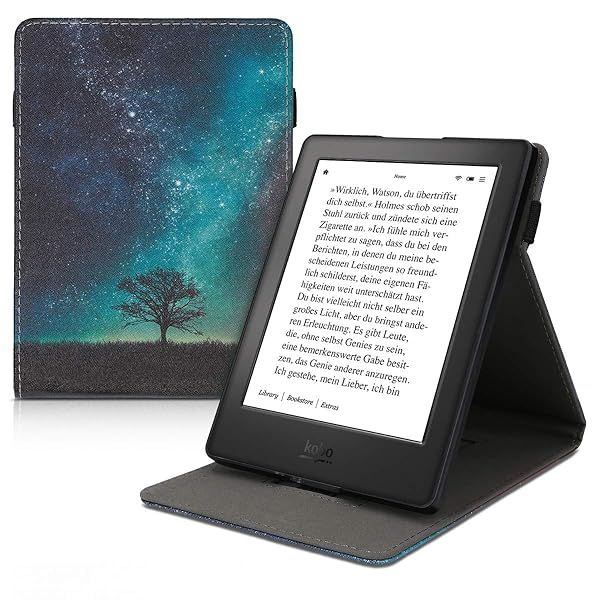 KWMobile Kobo Aura H2O Edition 2 Case - Cosmic Nature Blue/Grey/Black with Stand & Strap