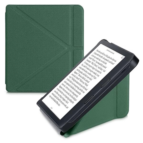 KWMobile Origami Case for Kobo Libra 2 - Slim Dark Green PU Leather Cover with Stand
