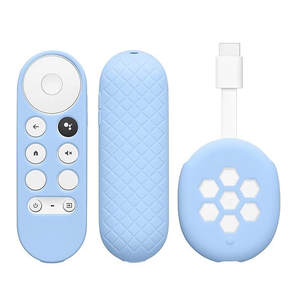 kwmobile Remote Cover Set for Google Chromecast 2020 4K - Light Blue 2-Piece Case (Not for New-Generation)