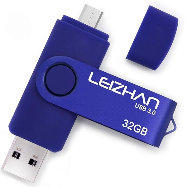 Leizhan 32GB USB Flash Drive: Photo Stick for Android & Samsung Galaxy Devices - Micro-USB 3.0, Blue