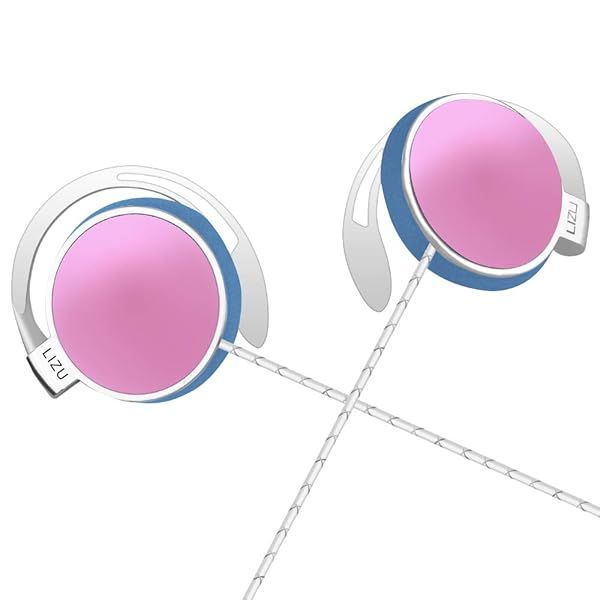 Leqingchun Clip Type Earphones: Portable Stereo Headphones with Microphone for iPhone & Android - Stylish Pink Design