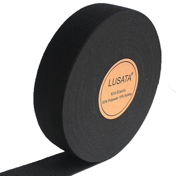 Buy Lusata 1 Inch Black Knit Elastic Band - Heavy Stretch, 10 Yards for Crafts & Sewing