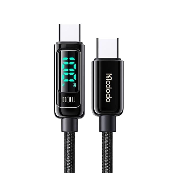 McDodo 4ft USB C Charger Cable 100W Fast Charging with LED Display - Compatible with iPhone 15, Samsung S23, iPad Pro & More
