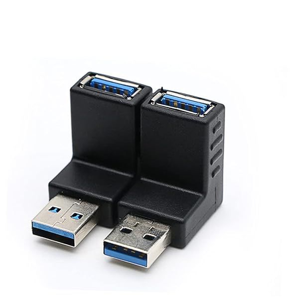 RGZHUIFZ 2-Pack USB 3.0 90 Degree Male to Female Adapter - Vertical & Right Angle Extension Connector
