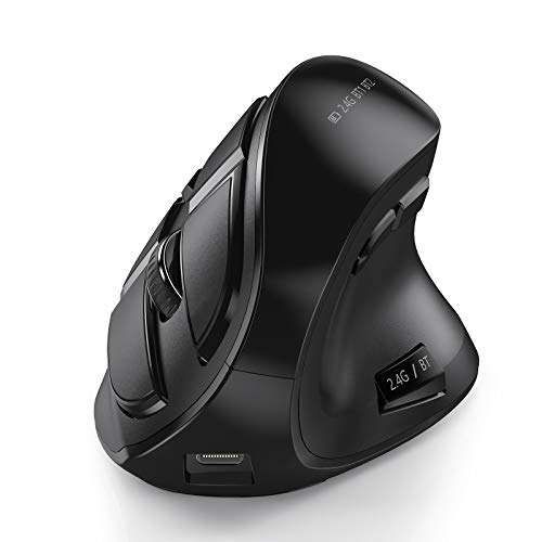 Seenda Ergonomic Wireless Vertical Mouse - Rechargeable Optical Mice for Mac & Windows (Bluetooth 5.0/3.0 & USB) - Black