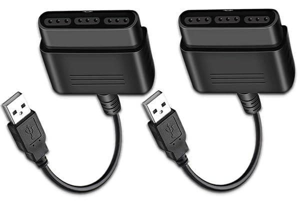 Vienon PS2 to USB Adapter 2 Pack - Compatible with PS1/PS2 Controllers for PS3/PC, No Driver Needed