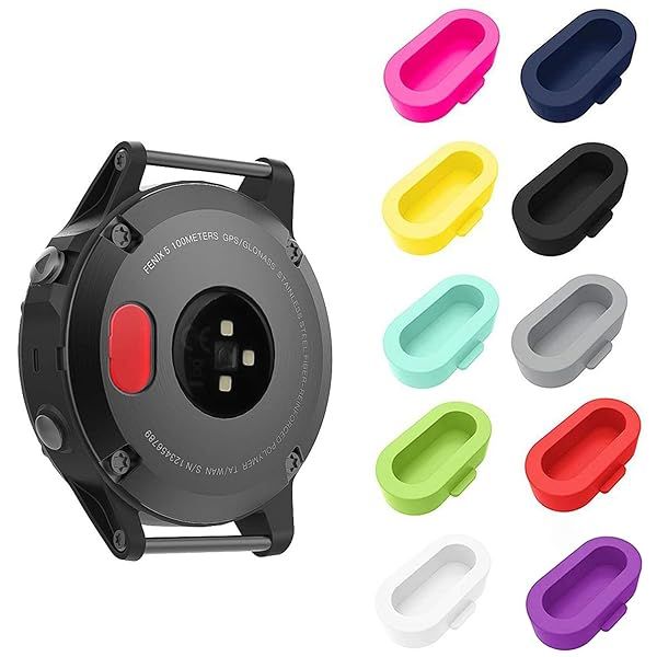 10-Pack Silicone Dust Plugs for Garmin Fenix 7/6/5 & Forerunner 935 - Multi-Color Charger Port Protectors