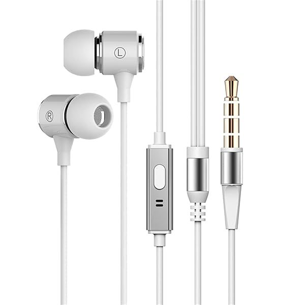 100SEASHELL Long Cord Wired Earbuds no Microphone Headphones Watching tv with Extra Noise isolating Blocking bass Ear Buds Without mic Corded Length Earphones