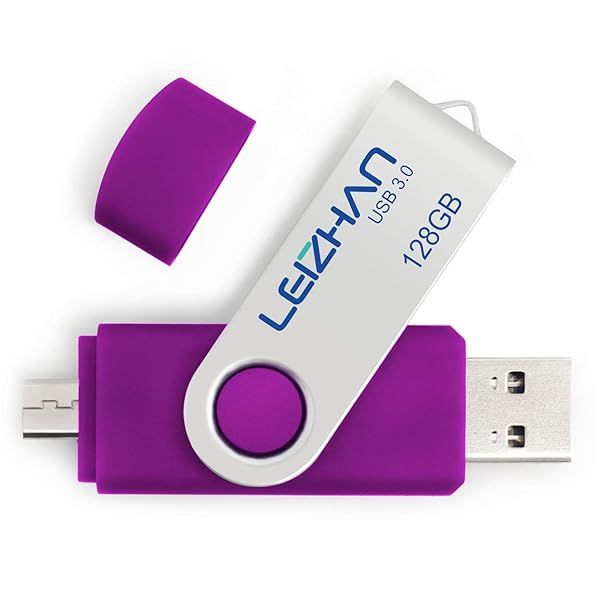128GB USB 3.0 Flash Drive for Android, PC & Tablet - Purple Micro-USB Jump Drive