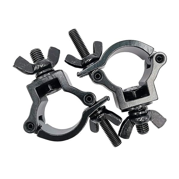 "Heavy Duty DJ Lighting Clamps 1-1/4" to 1-3/8" - 2 Pcs Aluminum Alloy for Stage Lights, 165 Lbs Capacity, Fits 32-35mm Pipe"