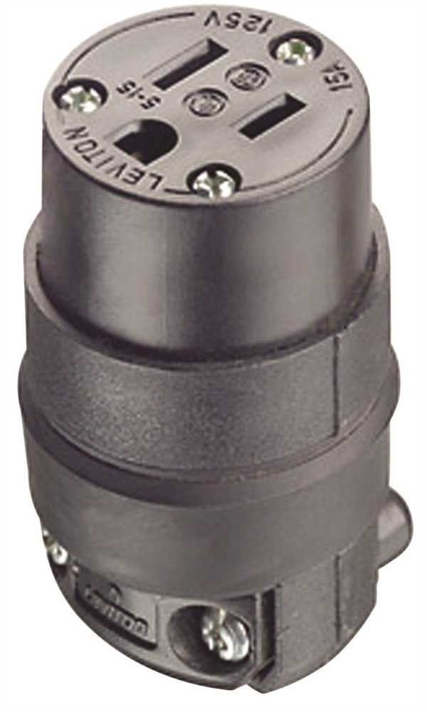 Leviton 515CR 15 Amp Cord Outlet - Durable Rubber, Grounding, 125 Volt, Black | Reliable Power Solution