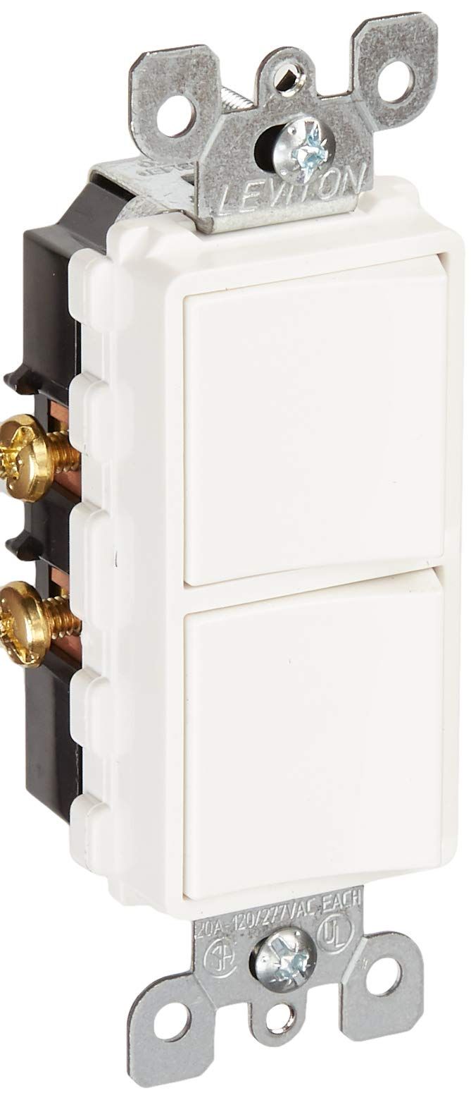 Leviton 5627-W 20 Amp Decora Switch: Commercial Grade Single-Pole AC, 120/277 Volt, Grounding - White