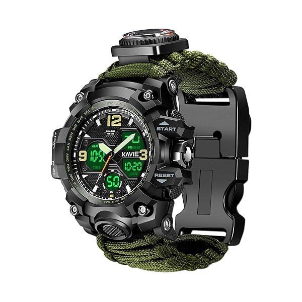 23-in-1 Military Survival Watch: Waterproof Tactical Sports Watch with Compass & Paracord Band for Men