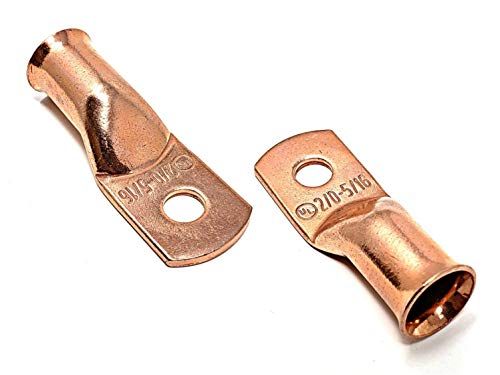 25 Pcs WNI 2/0 Gauge Pure Copper Battery Cable Lug Connectors - Durable Ring Terminals