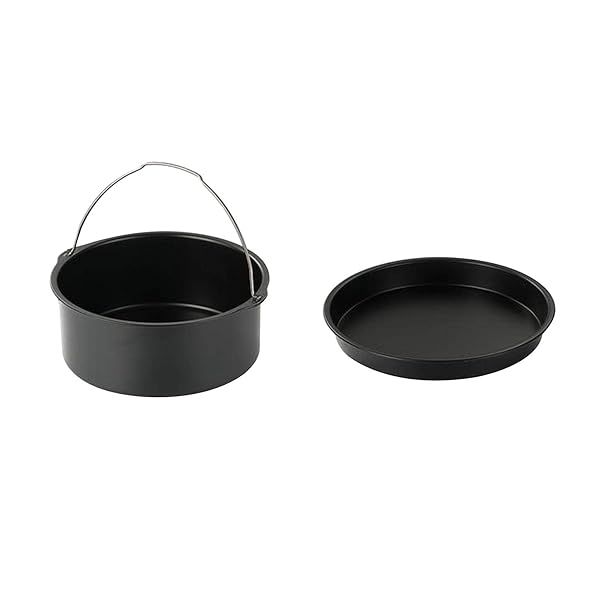 Universal Air Fryer Accessories Set: 2pcs Nonstick Pizza Pan & Cake Barrel for 3.2QT-5.8QT Fryers