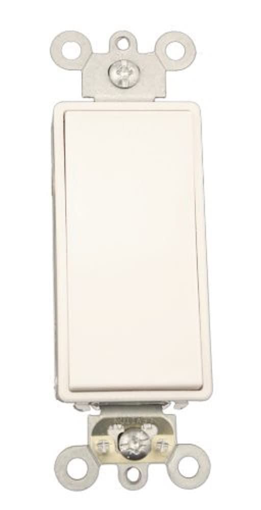 Leviton 5657-2W Decora Plus Rocker Switch: 15 Amp, 120/277V, Commercial Grade, Self-Grounding, Center OFF - White