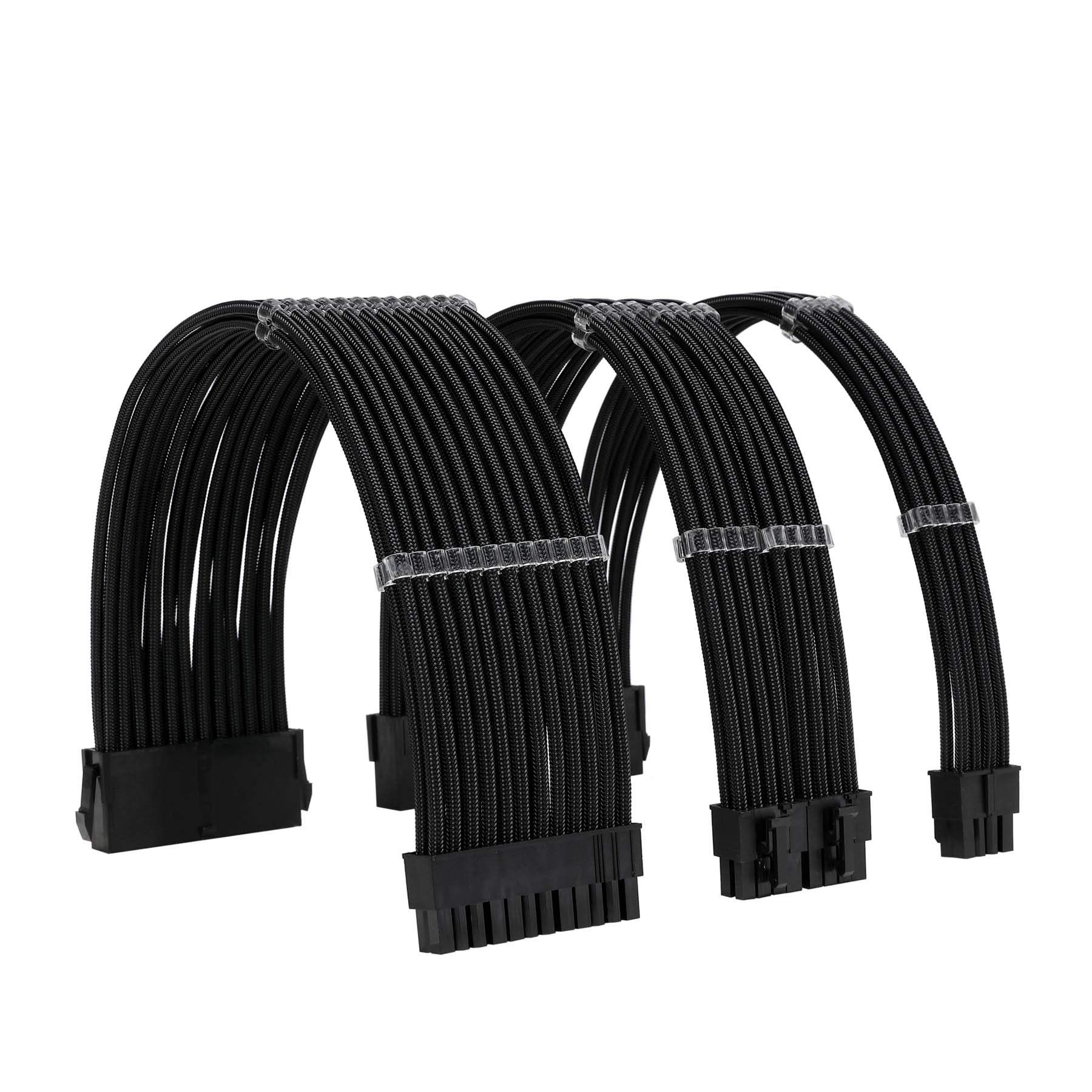 Formulamod 18AWG Sleeve Extension Cable Kit for ATX 24P, EPS 8-P, PCI-E 8-P - PSU to Motherboard/GPU (Black)