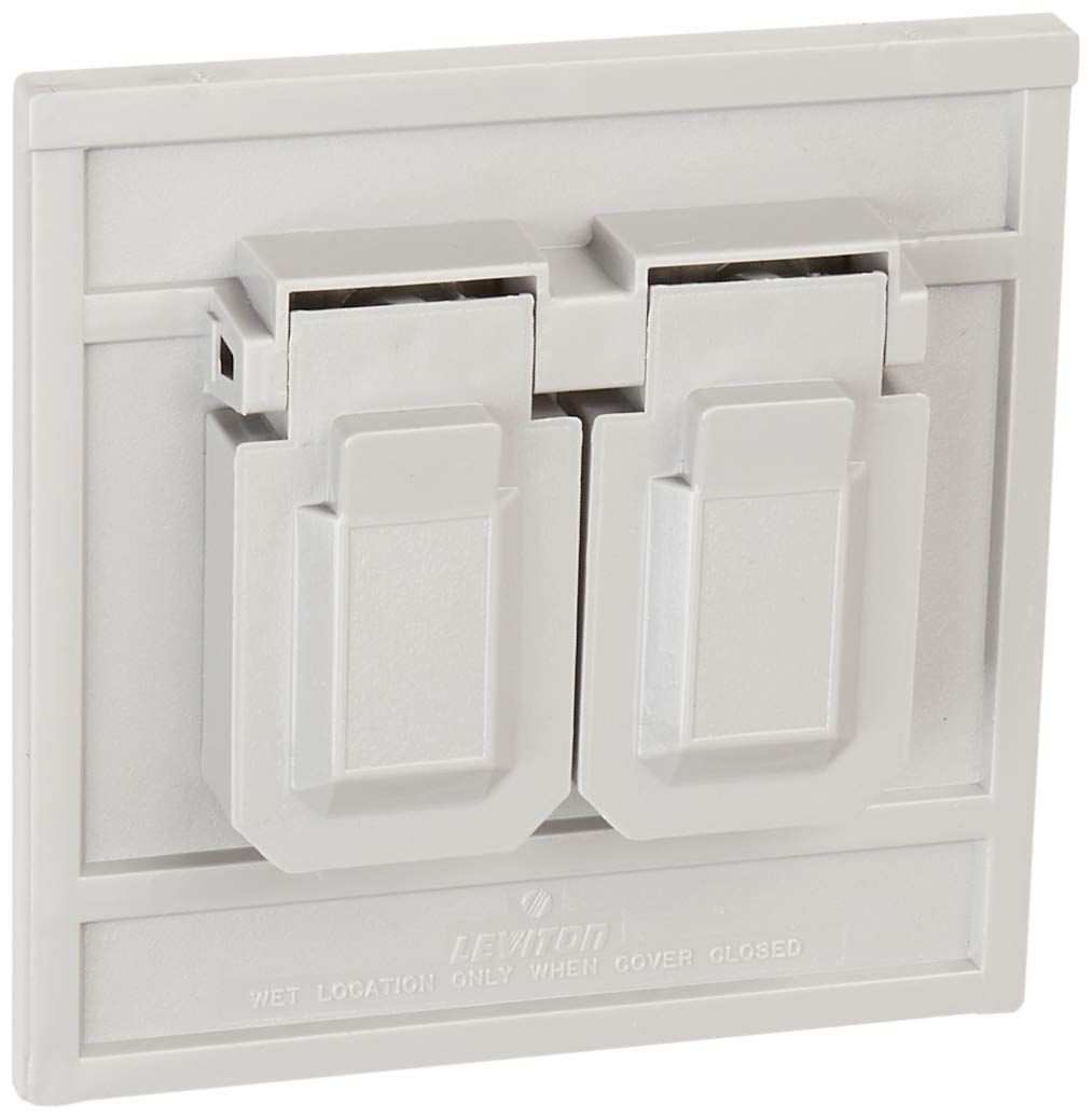 Leviton 4986-GY Oversize Weather-Resistant 1-Gang Duplex Wallplate Cover - Gray Thermoplastic Device Mount