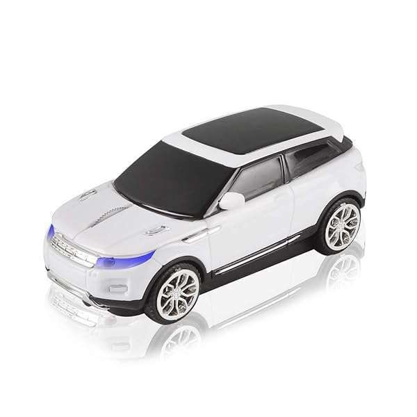 3C Light Car Mouse - Wireless 2.4GHz SUV Shape Optical Mouse for PC/Laptop - 1600 DPI, USB Receiver (White)