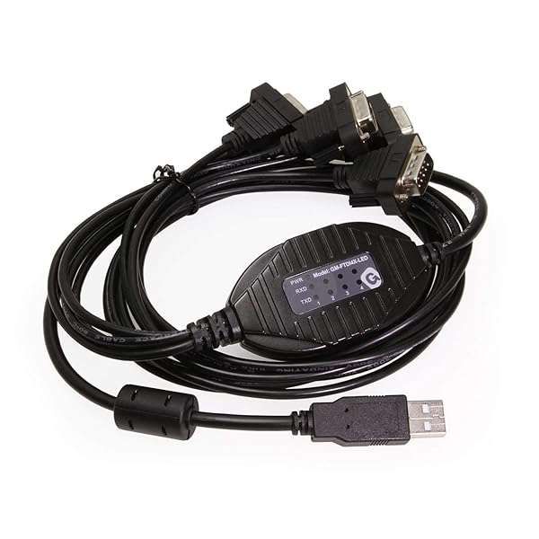 4 Port RS232 to USB FTDI Adapter with RX/TX Status LED - Fast Data Transfer & Easy Connectivity