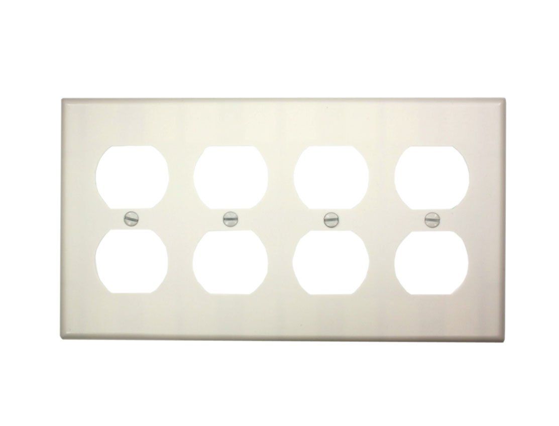 Leviton 88041 4-Gang Duplex Wallplate - Durable Thermoset Device Mount in White