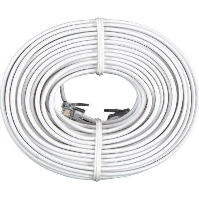 Permo 50ft White Telephone Extension Cord - Durable, High-Quality Cable for Home & Office Use