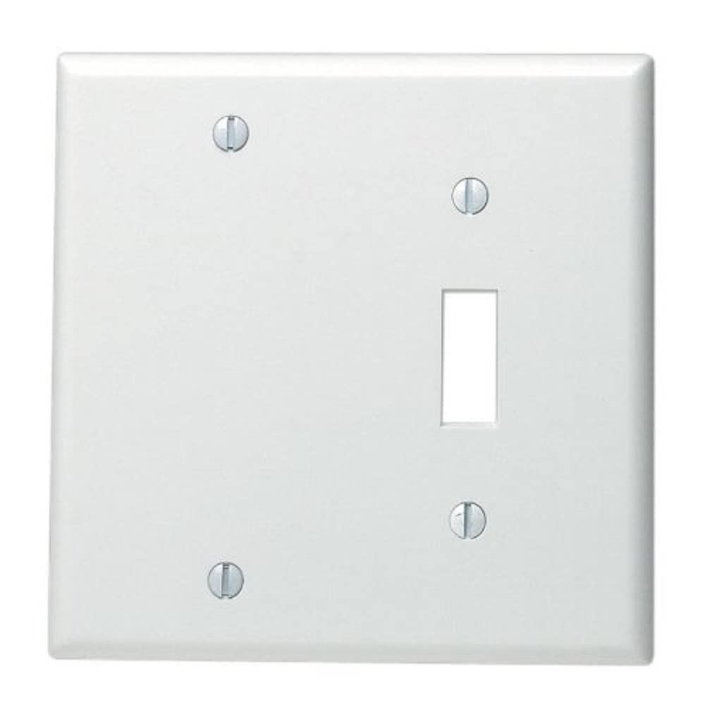 Leviton 88006 2-Gang Wallplate: 1-Toggle & 1-Blank, Standard Size, Thermoset, White - Durable & Stylish
