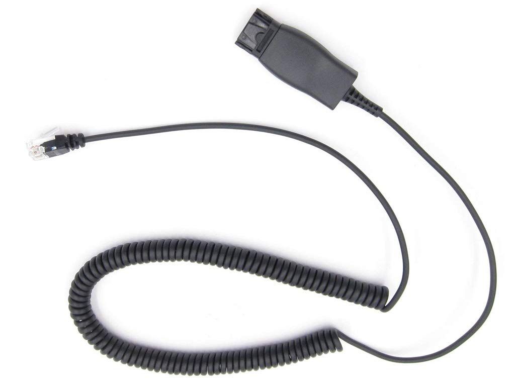 HIS-1 Quick Connect RJ9 Adapter for Plantronics & Avaya IP Headsets - Coil Cord Extension